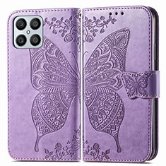 Leather Case Stands Butterfly Flip Cover Holder for Huawei Honor X8 4G Clove Purple