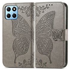 Leather Case Stands Butterfly Flip Cover Holder for Huawei Honor X8 5G Gray