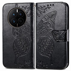 Leather Case Stands Butterfly Flip Cover Holder for Huawei Mate 50 Black