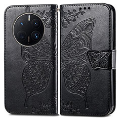 Leather Case Stands Butterfly Flip Cover Holder for Huawei Mate 50 Pro Black