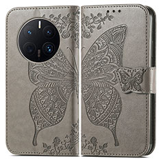 Leather Case Stands Butterfly Flip Cover Holder for Huawei Mate 50 Pro Gray