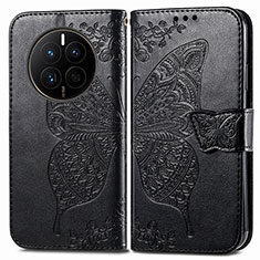 Leather Case Stands Butterfly Flip Cover Holder for Huawei Mate 50E Black