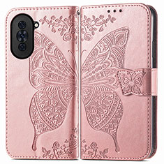 Leather Case Stands Butterfly Flip Cover Holder for Huawei Nova 10 Pro Rose Gold