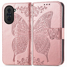 Leather Case Stands Butterfly Flip Cover Holder for Huawei Nova 10 Rose Gold