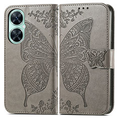 Leather Case Stands Butterfly Flip Cover Holder for Huawei Nova 11i Gray