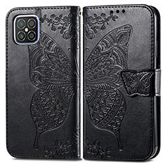 Leather Case Stands Butterfly Flip Cover Holder for Huawei Nova 8 SE 4G Black