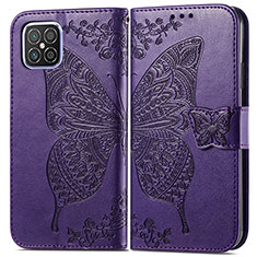 Leather Case Stands Butterfly Flip Cover Holder for Huawei Nova 8 SE 4G Purple