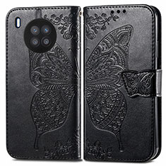 Leather Case Stands Butterfly Flip Cover Holder for Huawei Nova 8i Black