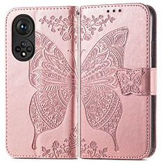 Leather Case Stands Butterfly Flip Cover Holder for Huawei Nova 9 Rose Gold