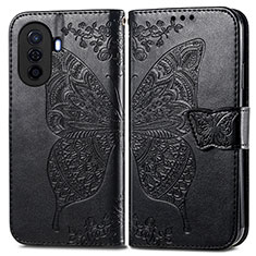 Leather Case Stands Butterfly Flip Cover Holder for Huawei Nova Y70 Black