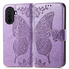 Leather Case Stands Butterfly Flip Cover Holder for Huawei Nova Y70 Clove Purple