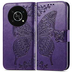 Leather Case Stands Butterfly Flip Cover Holder for Huawei Nova Y90 Purple