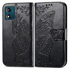 Leather Case Stands Butterfly Flip Cover Holder for Motorola Moto E13 Black