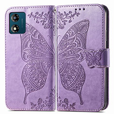 Leather Case Stands Butterfly Flip Cover Holder for Motorola Moto E13 Clove Purple