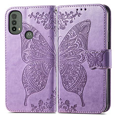 Leather Case Stands Butterfly Flip Cover Holder for Motorola Moto E40 Clove Purple