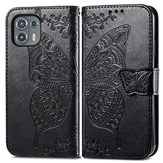 Leather Case Stands Butterfly Flip Cover Holder for Motorola Moto Edge 20 Lite 5G Black