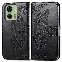 Leather Case Stands Butterfly Flip Cover Holder for Motorola Moto Edge (2023) 5G Black