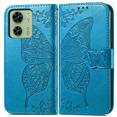 Leather Case Stands Butterfly Flip Cover Holder for Motorola Moto Edge (2023) 5G Blue