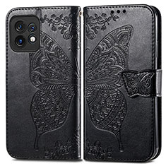 Leather Case Stands Butterfly Flip Cover Holder for Motorola Moto Edge 40 Pro 5G Black