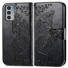 Leather Case Stands Butterfly Flip Cover Holder for Motorola Moto Edge Lite 5G Black
