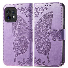 Leather Case Stands Butterfly Flip Cover Holder for Motorola Moto Edge Plus (2023) 5G Clove Purple