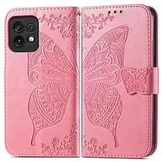 Leather Case Stands Butterfly Flip Cover Holder for Motorola Moto Edge Plus (2023) 5G Hot Pink