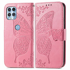 Leather Case Stands Butterfly Flip Cover Holder for Motorola Moto Edge S 5G Hot Pink