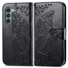 Leather Case Stands Butterfly Flip Cover Holder for Motorola Moto Edge S30 5G Black