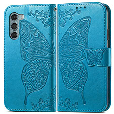 Leather Case Stands Butterfly Flip Cover Holder for Motorola Moto Edge S30 5G Blue