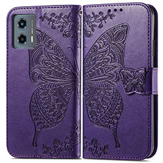 Leather Case Stands Butterfly Flip Cover Holder for Motorola Moto G 5G (2023) Purple