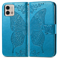 Leather Case Stands Butterfly Flip Cover Holder for Motorola Moto G Stylus (2023) 4G Blue