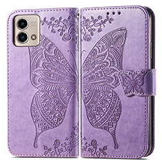 Leather Case Stands Butterfly Flip Cover Holder for Motorola Moto G Stylus (2023) 4G Clove Purple