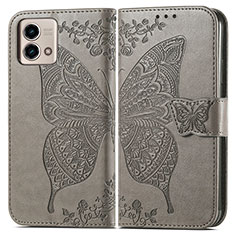 Leather Case Stands Butterfly Flip Cover Holder for Motorola Moto G Stylus (2023) 4G Gray