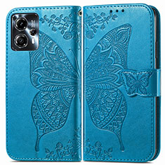 Leather Case Stands Butterfly Flip Cover Holder for Motorola Moto G13 Blue