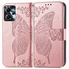 Leather Case Stands Butterfly Flip Cover Holder for Motorola Moto G13 Rose Gold