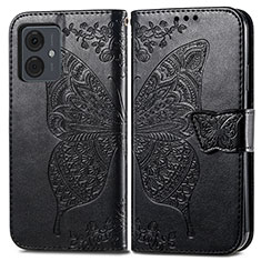 Leather Case Stands Butterfly Flip Cover Holder for Motorola Moto G14 Black