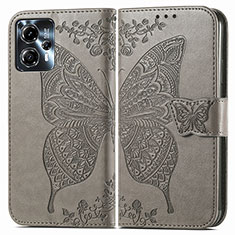 Leather Case Stands Butterfly Flip Cover Holder for Motorola Moto G23 Gray