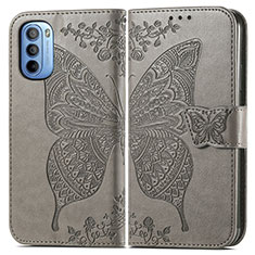 Leather Case Stands Butterfly Flip Cover Holder for Motorola Moto G31 Gray