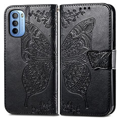 Leather Case Stands Butterfly Flip Cover Holder for Motorola Moto G41 Black