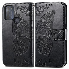 Leather Case Stands Butterfly Flip Cover Holder for Motorola Moto G50 Black