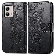 Leather Case Stands Butterfly Flip Cover Holder for Motorola Moto G53 5G Black