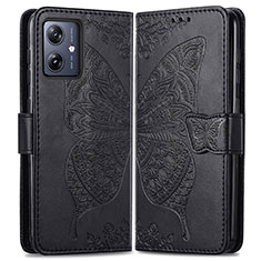 Leather Case Stands Butterfly Flip Cover Holder for Motorola Moto G54 5G Black