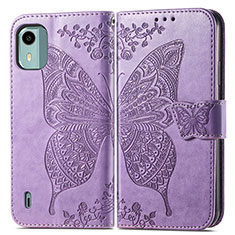 Leather Case Stands Butterfly Flip Cover Holder for Nokia C12 Pro Clove Purple