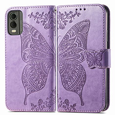 Leather Case Stands Butterfly Flip Cover Holder for Nokia C32 Clove Purple