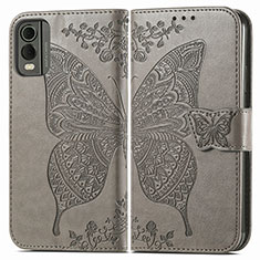 Leather Case Stands Butterfly Flip Cover Holder for Nokia C32 Gray