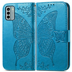 Leather Case Stands Butterfly Flip Cover Holder for Nokia G22 Blue