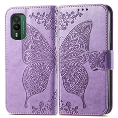 Leather Case Stands Butterfly Flip Cover Holder for Nokia XR21 Clove Purple