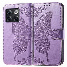 Leather Case Stands Butterfly Flip Cover Holder for OnePlus 10T 5G Clove Purple