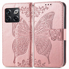 Leather Case Stands Butterfly Flip Cover Holder for OnePlus 10T 5G Rose Gold