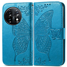 Leather Case Stands Butterfly Flip Cover Holder for OnePlus 11 5G Blue